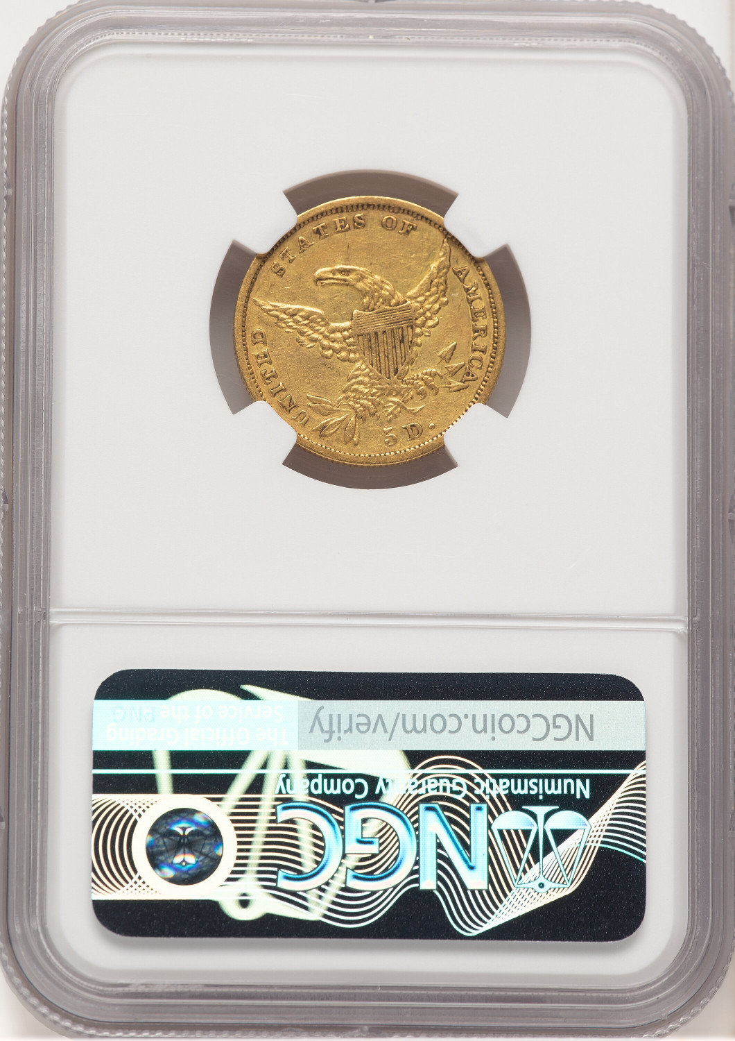 1836 $5 Classic Half Eagle NGC VF25. Second Image