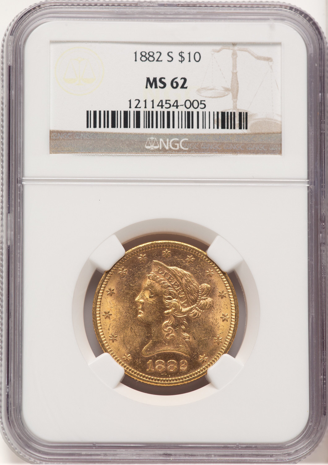 1882-S $10 Liberty Eagle NGC MS62 (779429017)