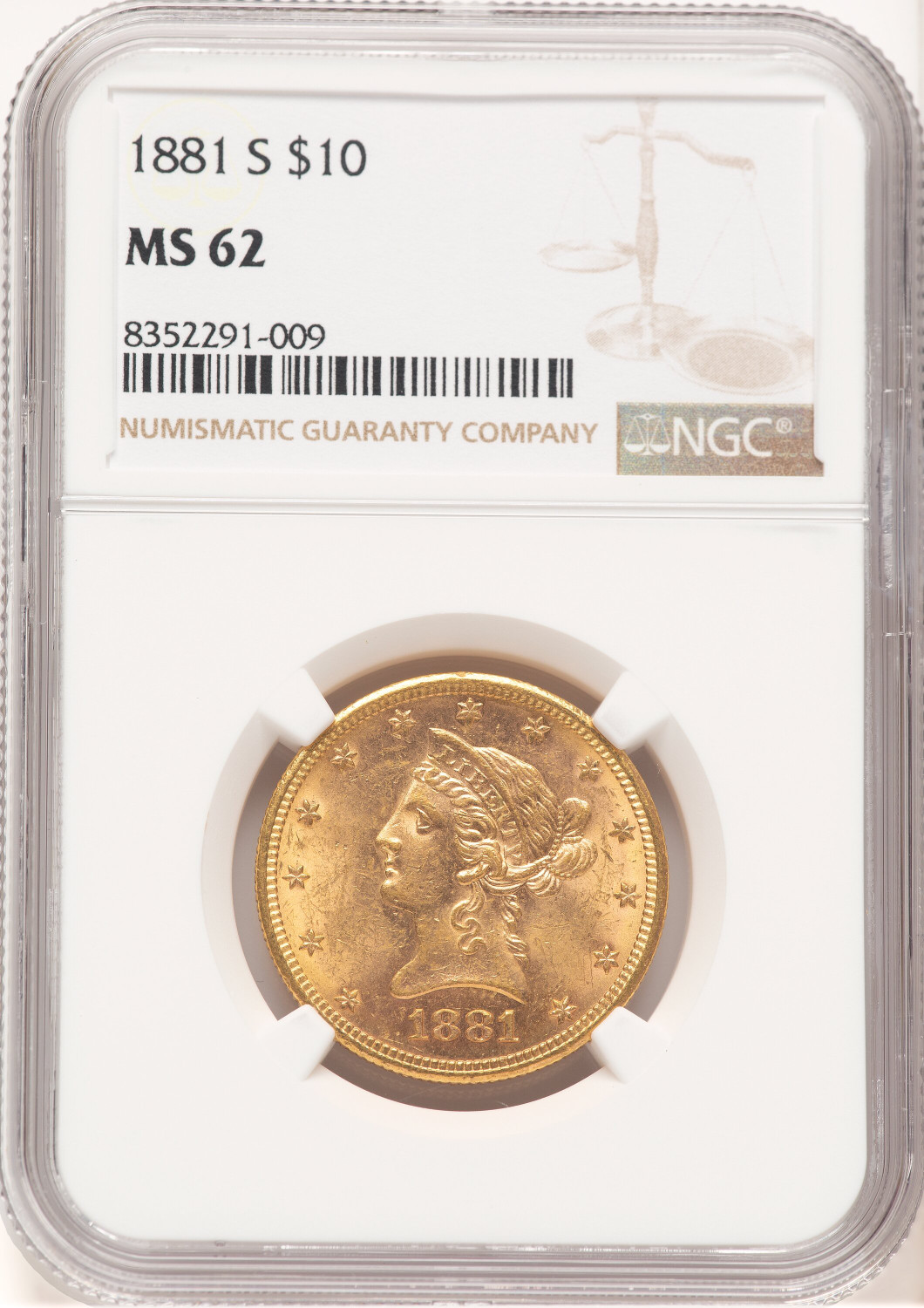 1881-S $10 Liberty Eagle NGC MS62