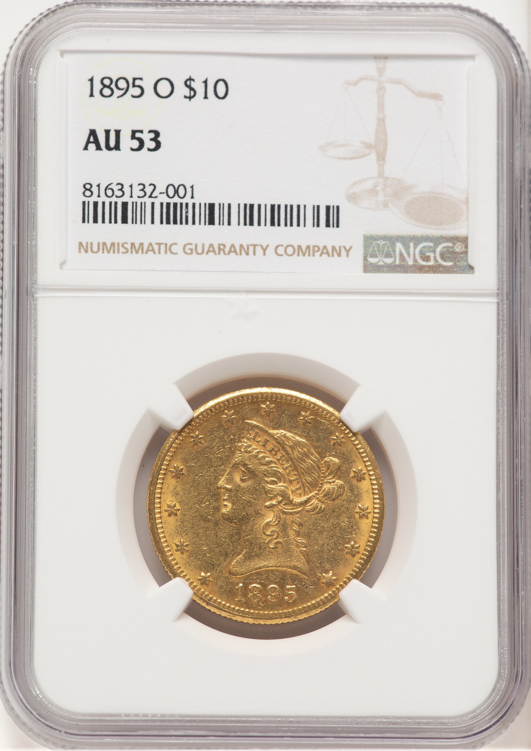 1895-O $10 Brown Label Liberty Eagle NGC AU53
