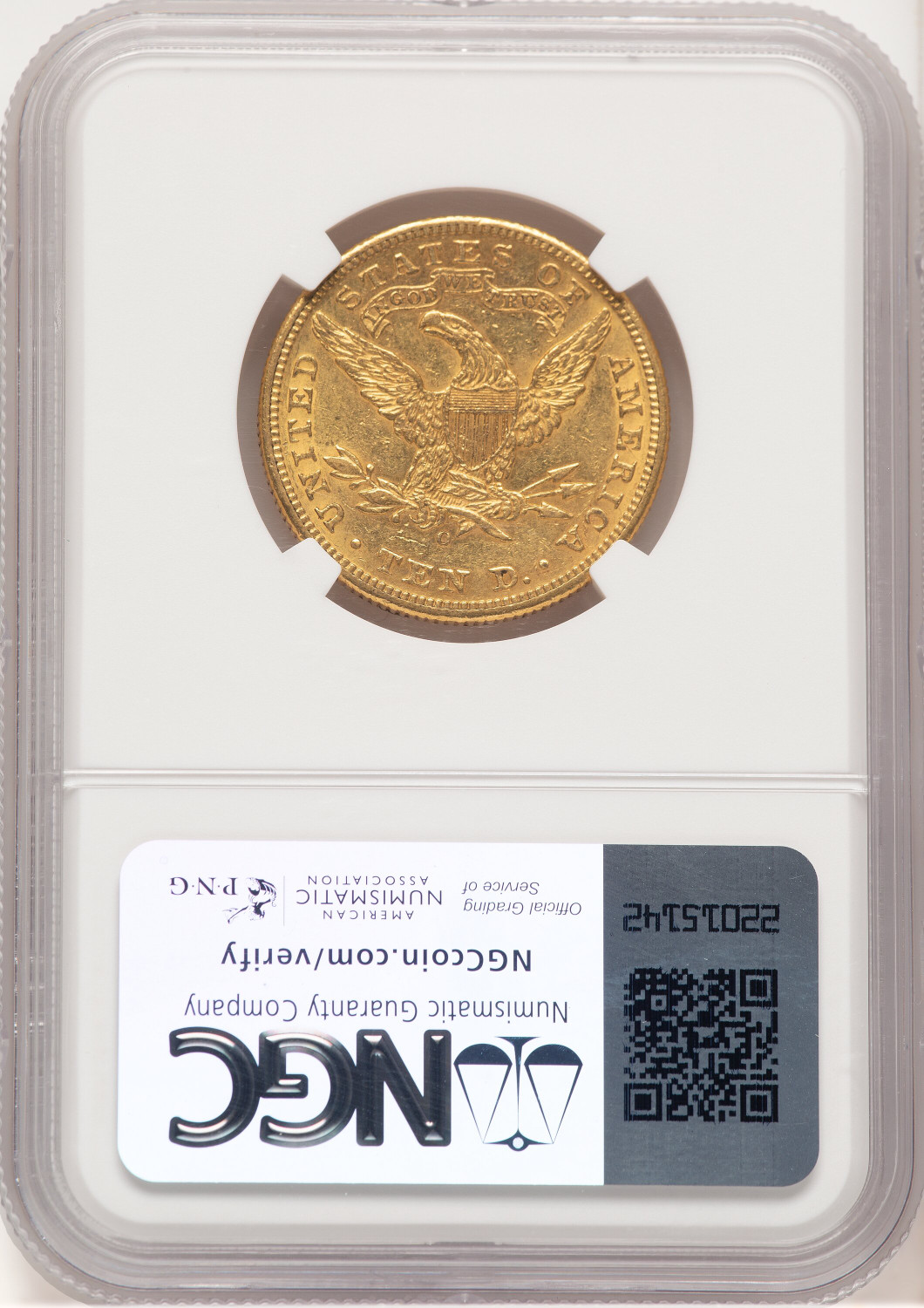 1895-O $10 Brown Label Liberty Eagle NGC AU53. Second Image