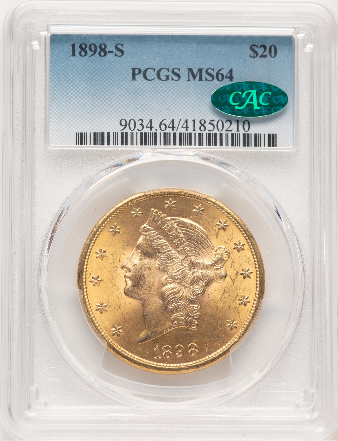 1898-S $20 CAC Liberty Double Eagle PCGS MS64
