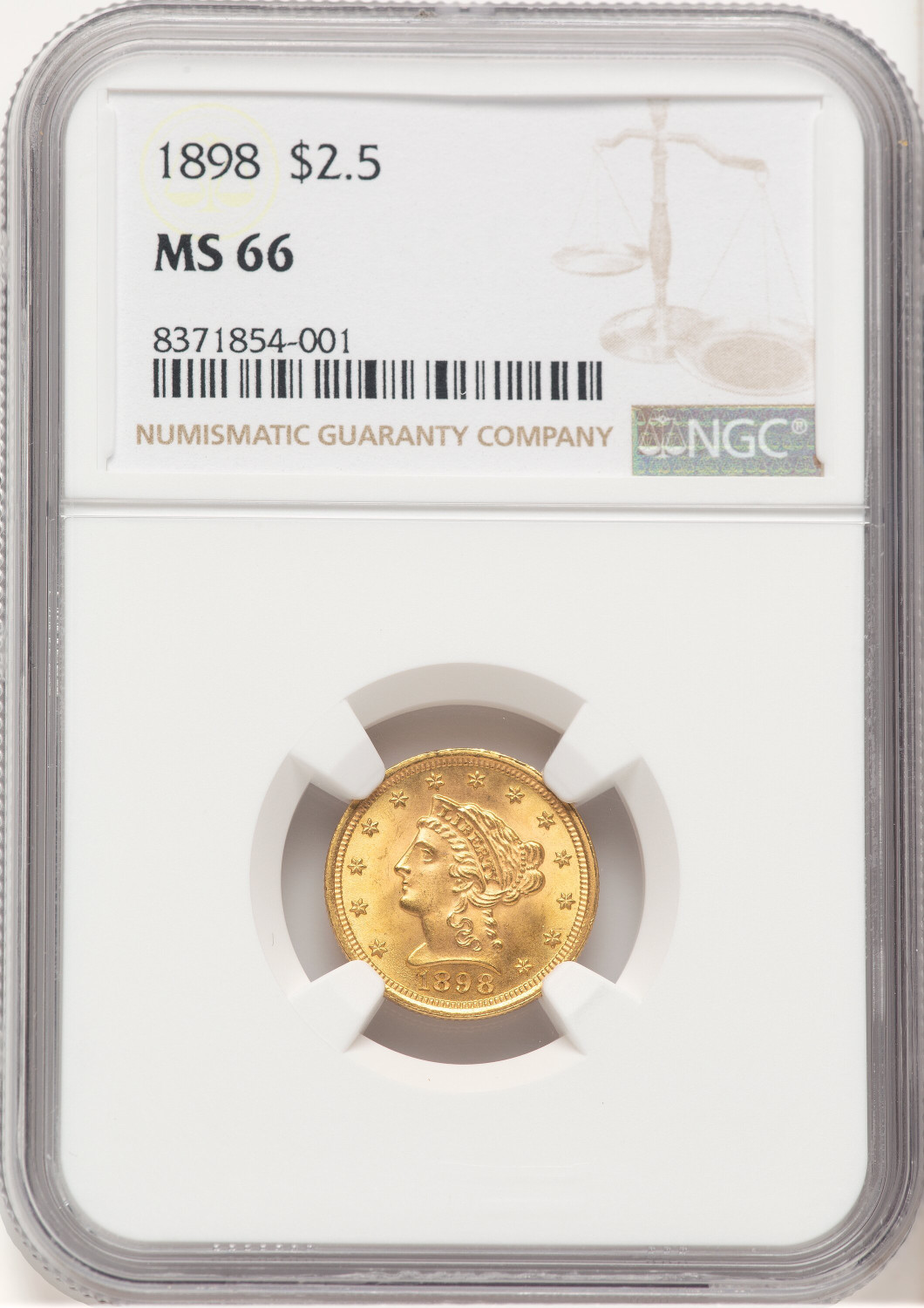 1898 $2.50 Liberty Quarter Eagle NGC MS66 (777447007)