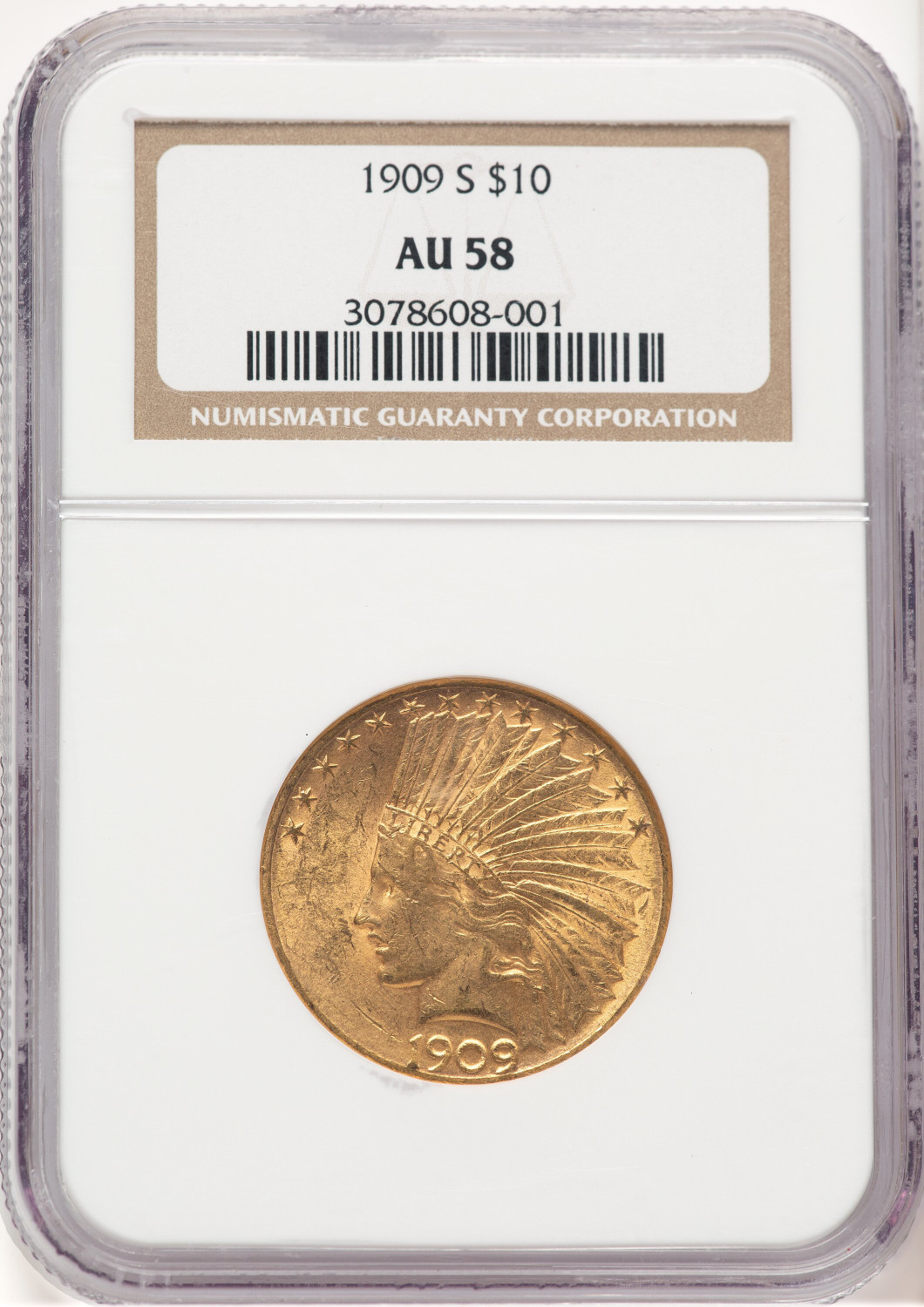 1909-S $10 Indian Eagle NGC AU58 (506475036)