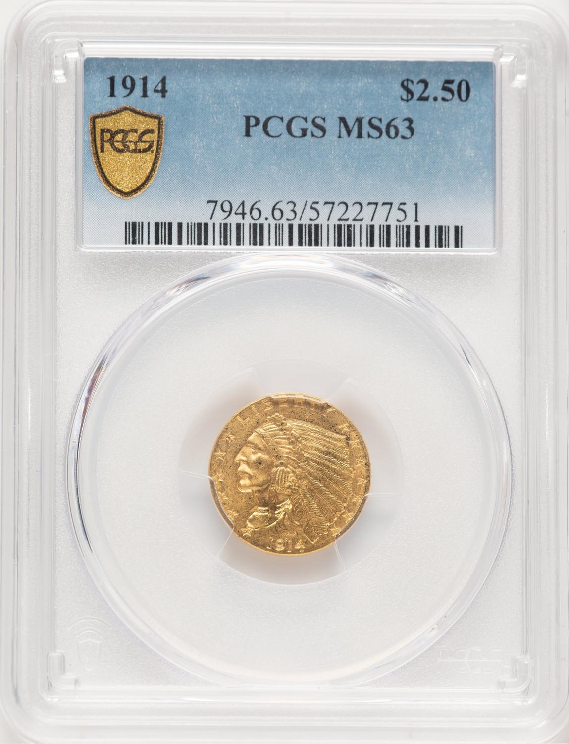 1914 $2.50 Indian Quarter Eagle PCGS MS63 (507051046)