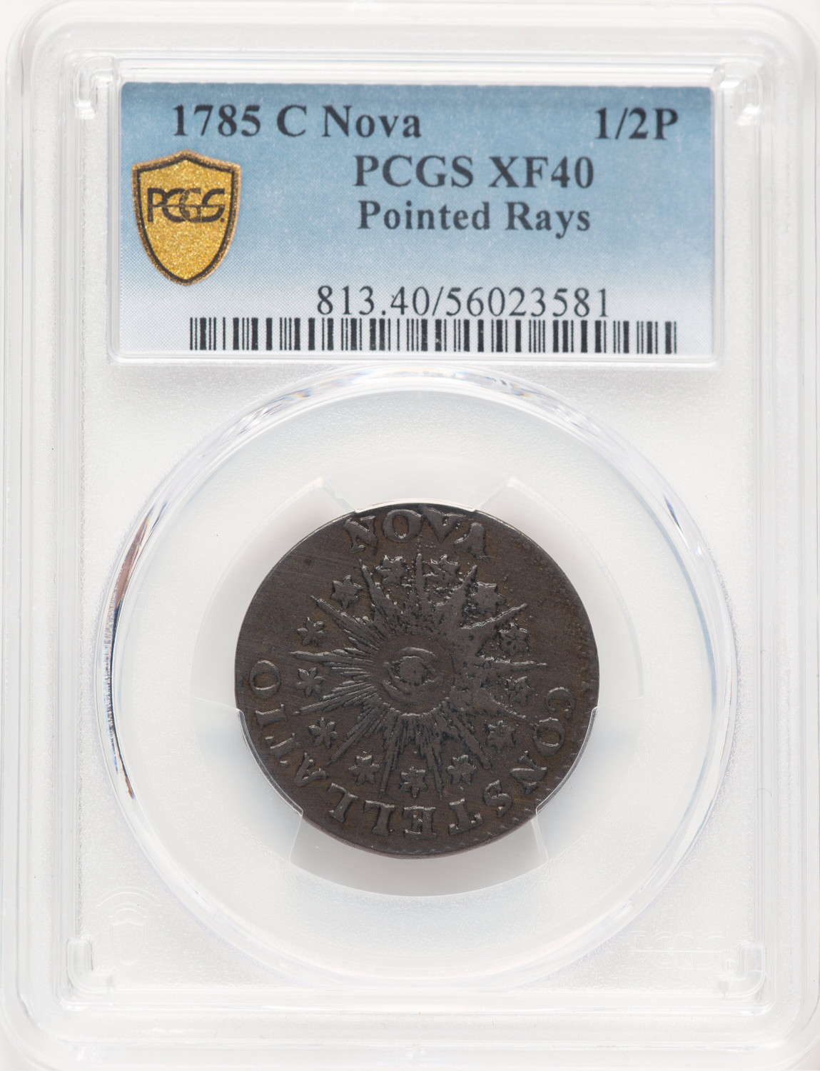 1785 Nova Constellatio Copper Pointed Rays Large Date BN Colonials PCGS XF40