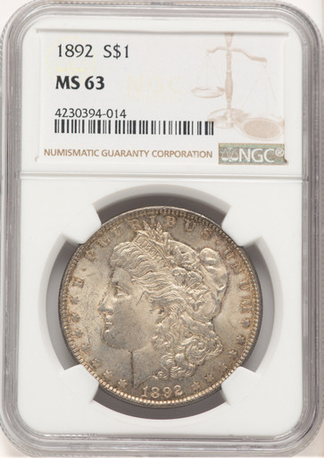 1892 Morgan Dollar NGC MS63 (507370035). Third Image