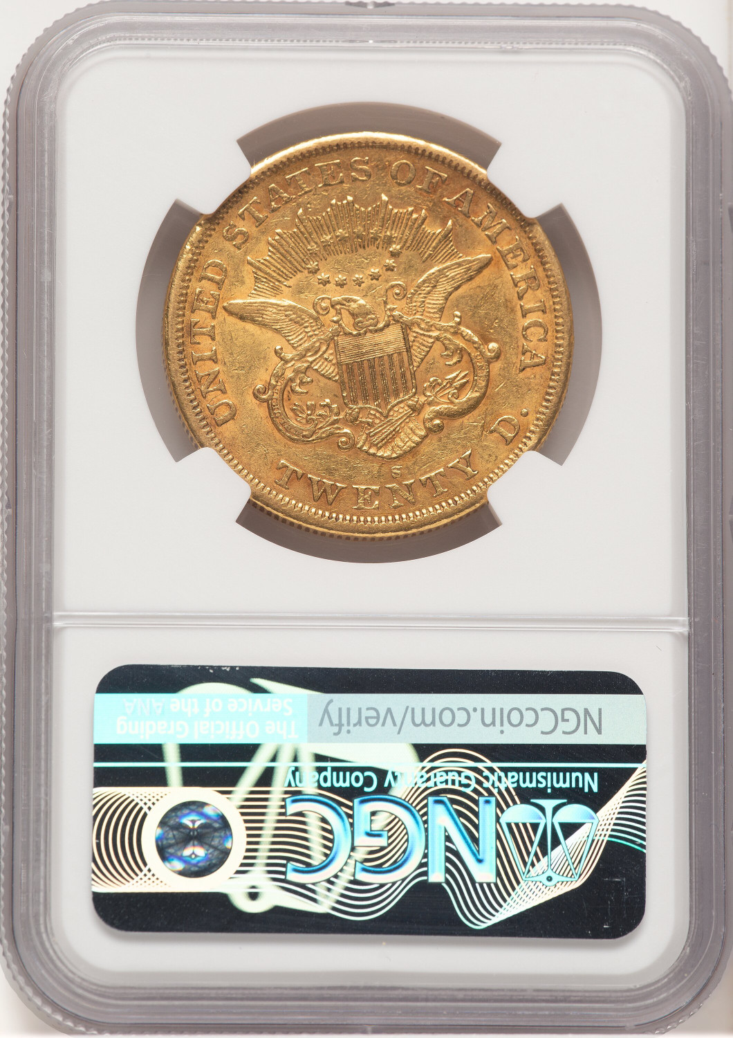 1865-S $20 Liberty Double Eagle NGC AU55 (778532001). Second Image