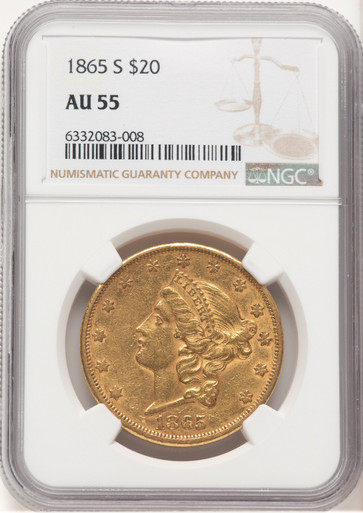 1865-S $20 Liberty Double Eagle NGC AU55 (778532001). Third Image