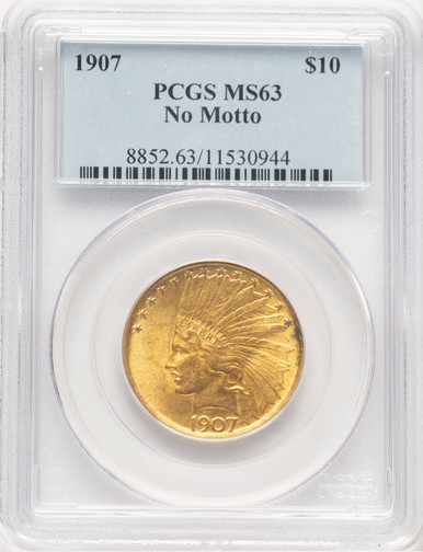 1907 $10 No Motto Indian Eagle PCGS MS63 (779247065). Third Image