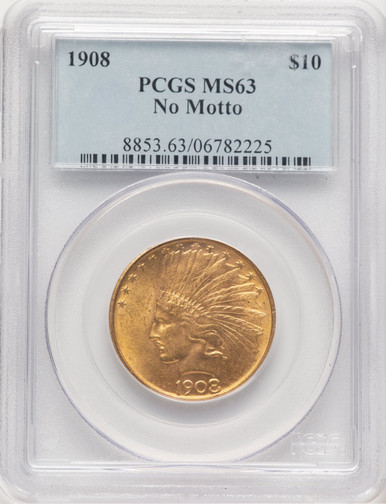 1908 $10 NO MOTTO Indian Eagle PCGS MS63 (778979006). Third Image