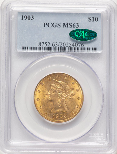 1903 $10 CAC Liberty Eagle PCGS MS63. Third Image