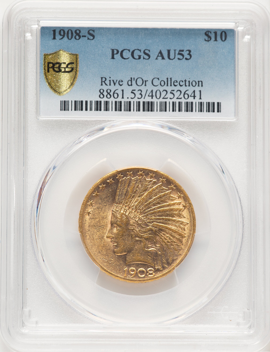 1908-S $10 Indian Eagle PCGS AU53