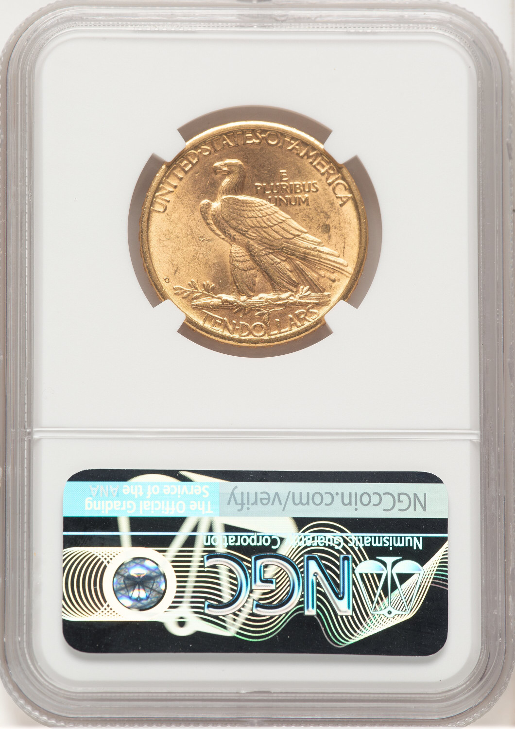 1908-D $10 NO MOTTO Indian Eagle NGC MS62 (778979009). Second Image