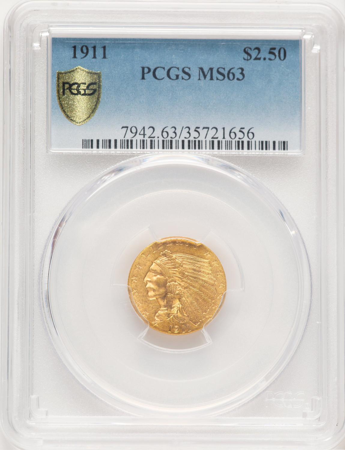 1911 $2.50 Indian Quarter Eagle PCGS MS63 (779276023)