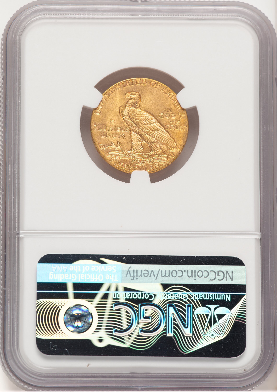 1911 $5 Indian Half Eagle NGC MS64 (778530007). Second Image