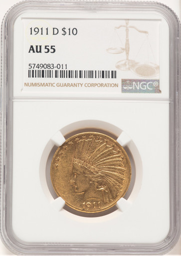 1911-D $10 Indian Eagle NGC AU55 (778979008). Third Image