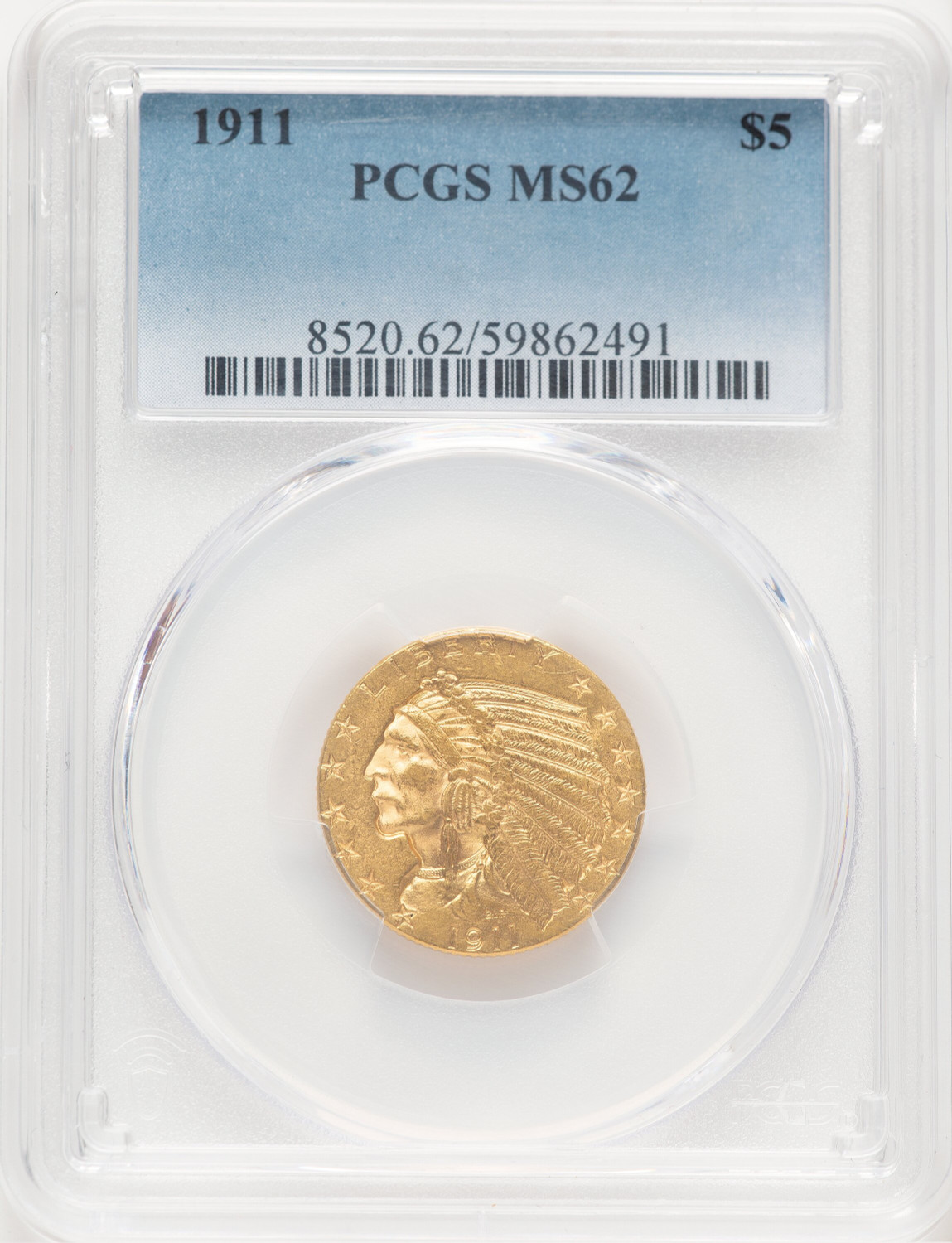 1911 $5 Indian Half Eagle PCGS MS62 (779276028)