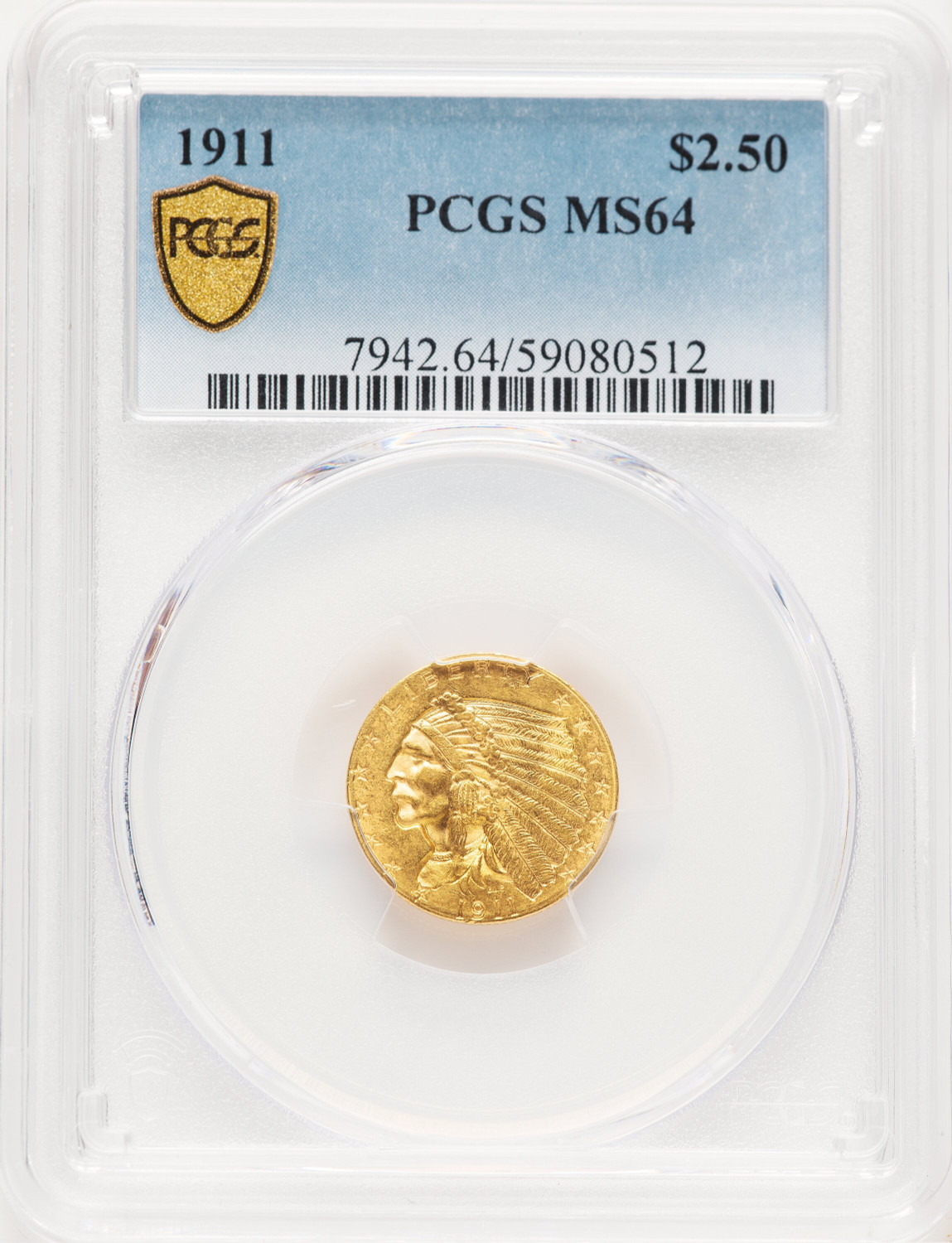 1911 $2.50 Indian Quarter Eagle PCGS MS64 (778352002)
