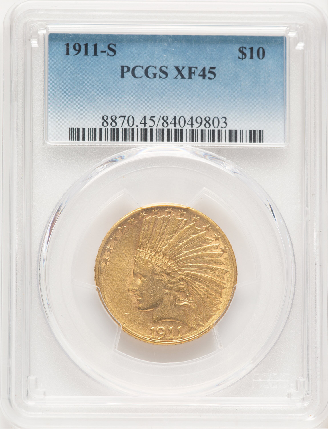 1911-S $10 Indian Eagle PCGS XF45
