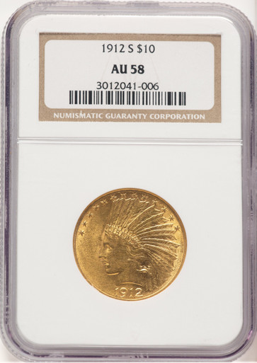 1912-S $10 Indian Eagle NGC AU58 (506475033). Third Image