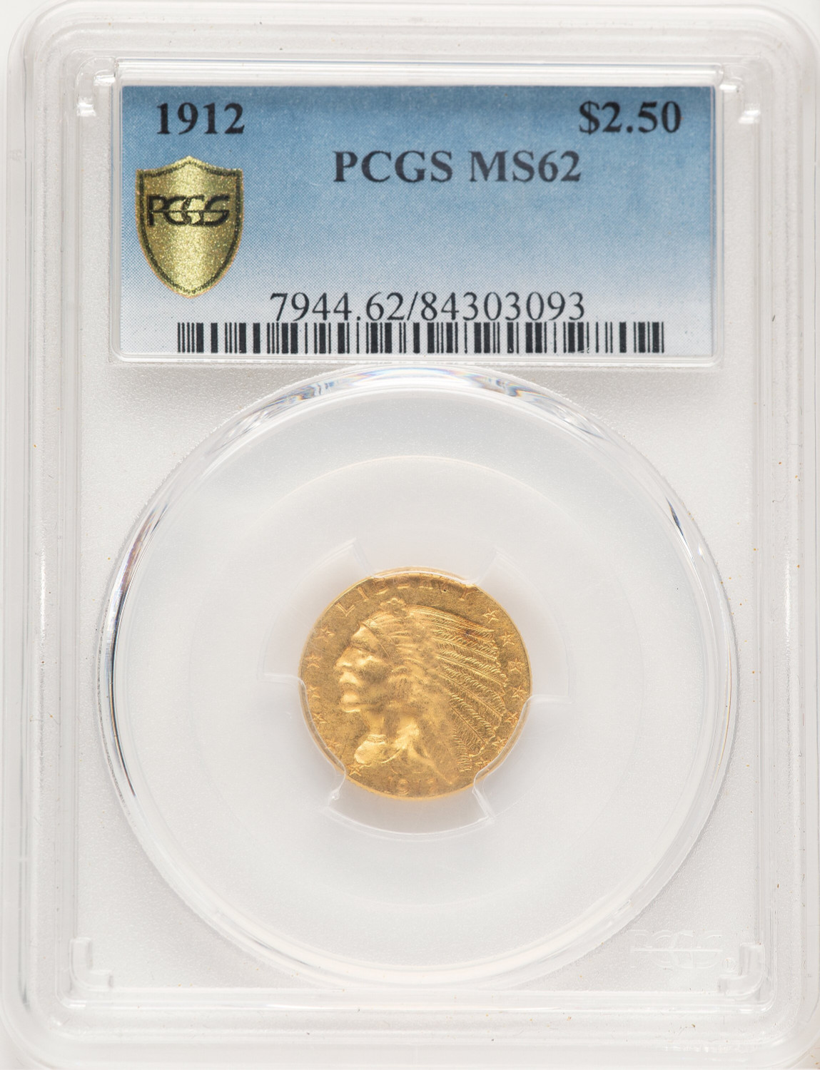 1912 $2.50 Indian Quarter Eagle PCGS MS62 (778717005)