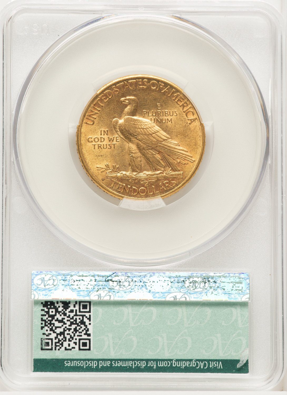 1913-S $10 Indian Eagle CACG AU58. Second Image