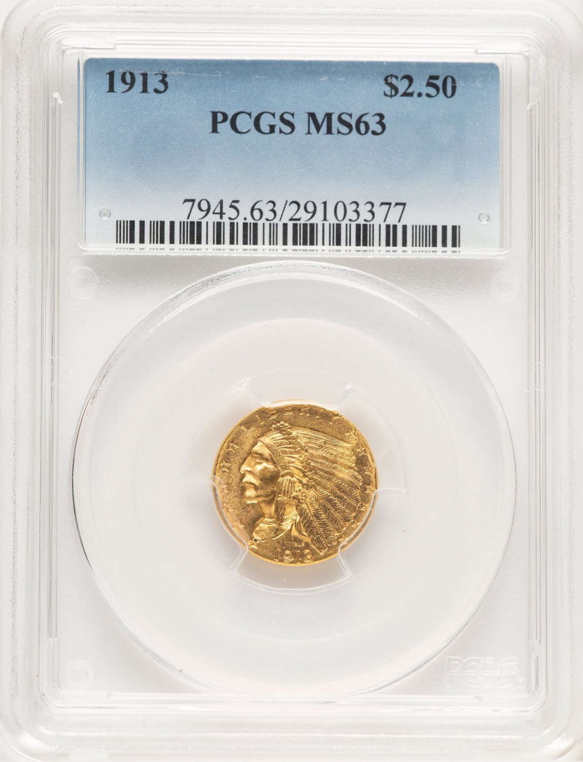 1913 $2.50 Indian Quarter Eagle PCGS MS63 (779276024)