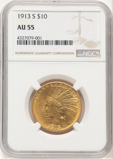 1913-S $10 Indian Eagle NGC AU55 (778979004). Third Image