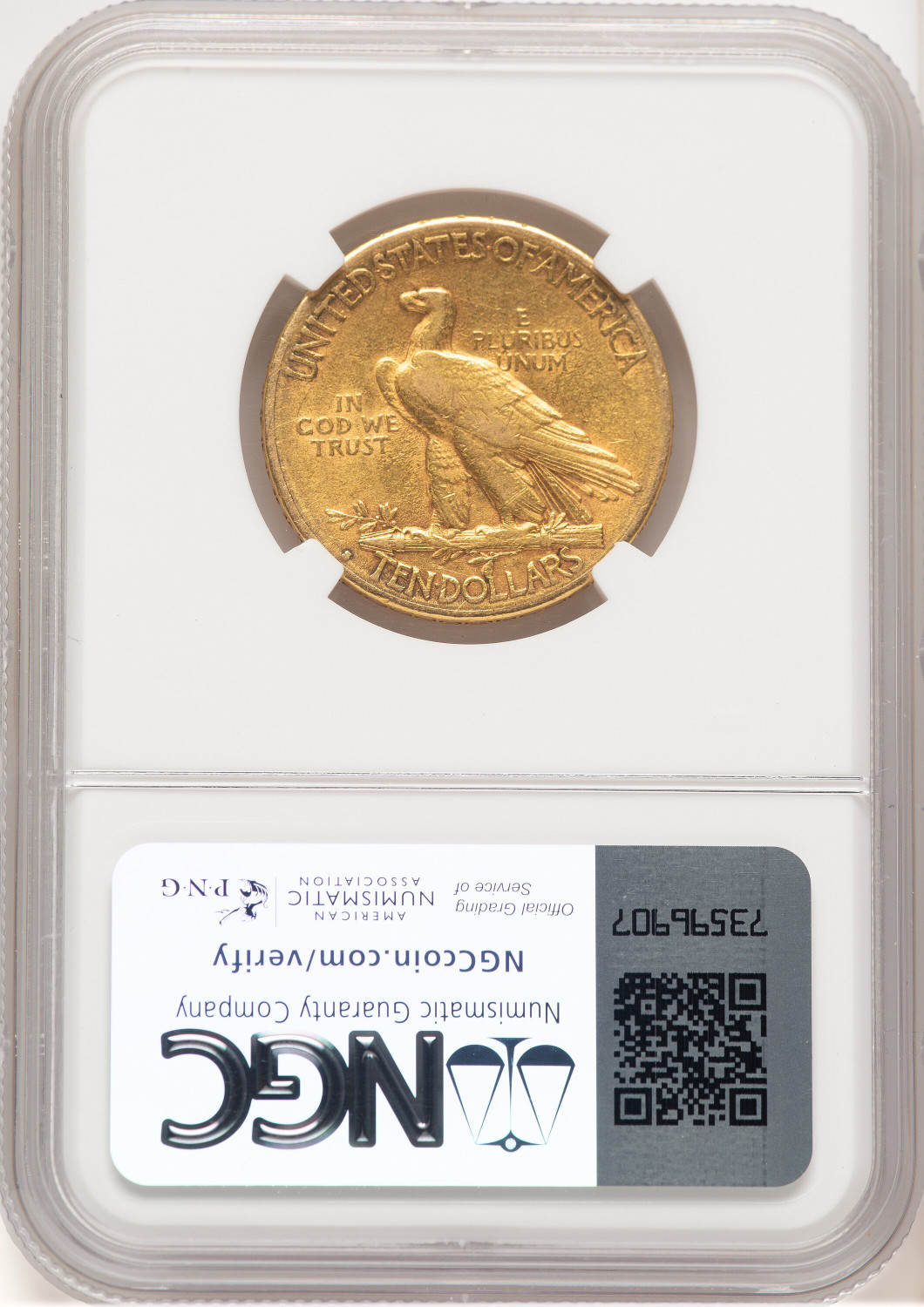 1914-S $10 Brown Label Indian Eagle NGC AU53. Second Image