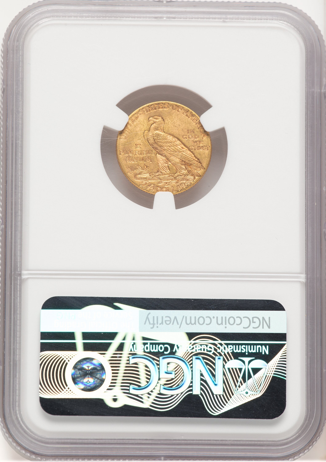 1914 $2.50 CAC Brown Label Indian Quarter Eagle NGC MS62. Second Image