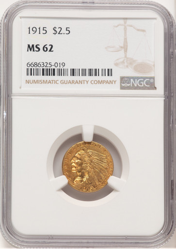 1915 $2.50 Indian Quarter Eagle NGC MS62 (779282012). Third Image
