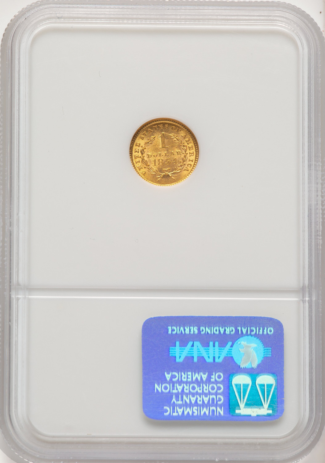 1854 G$1 T-1 Gold Dollar NGC MS63. Second Image