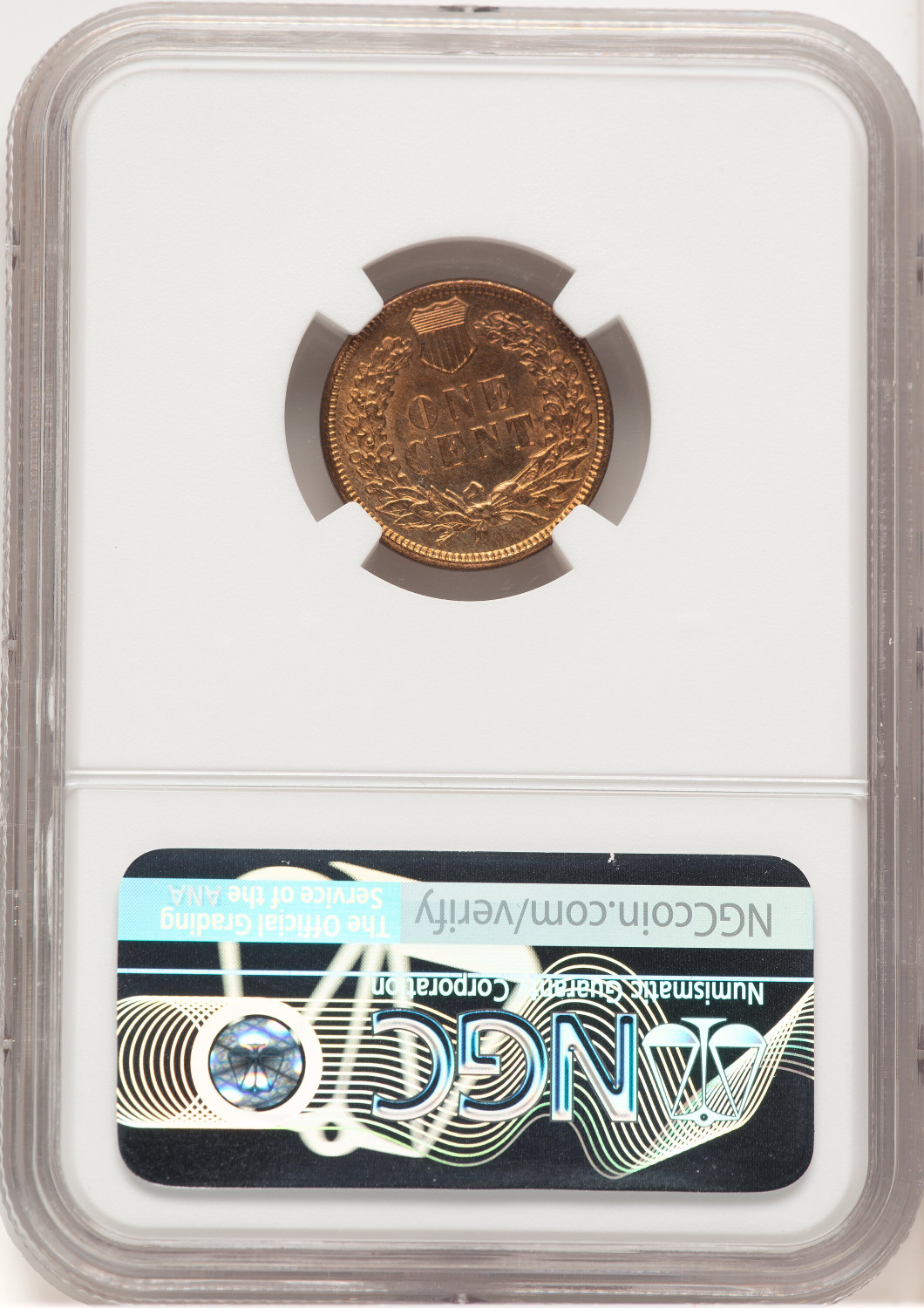 1876 1C RB Indian Cent NGC MS65. Second image.