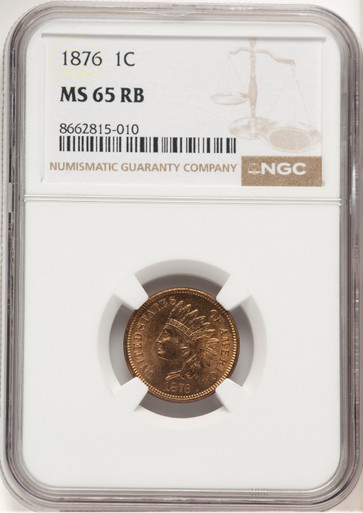 1876 1C RB Indian Cent NGC MS65. Third image.
