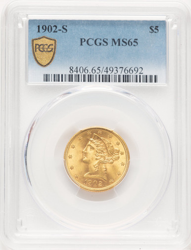 1902-S $5 Liberty Half Eagle PCGS MS65. Third Image