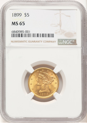 1899 $5 Liberty Half Eagle NGC MS65 (779570007). Third Image