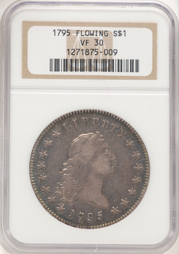 1795 Flowing Hair Three Leaves Early Dollar NGC VF30. Third Image