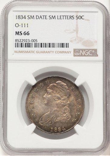 1834 50C O-111 Bust Half Dollar NGC MS66. Third Image