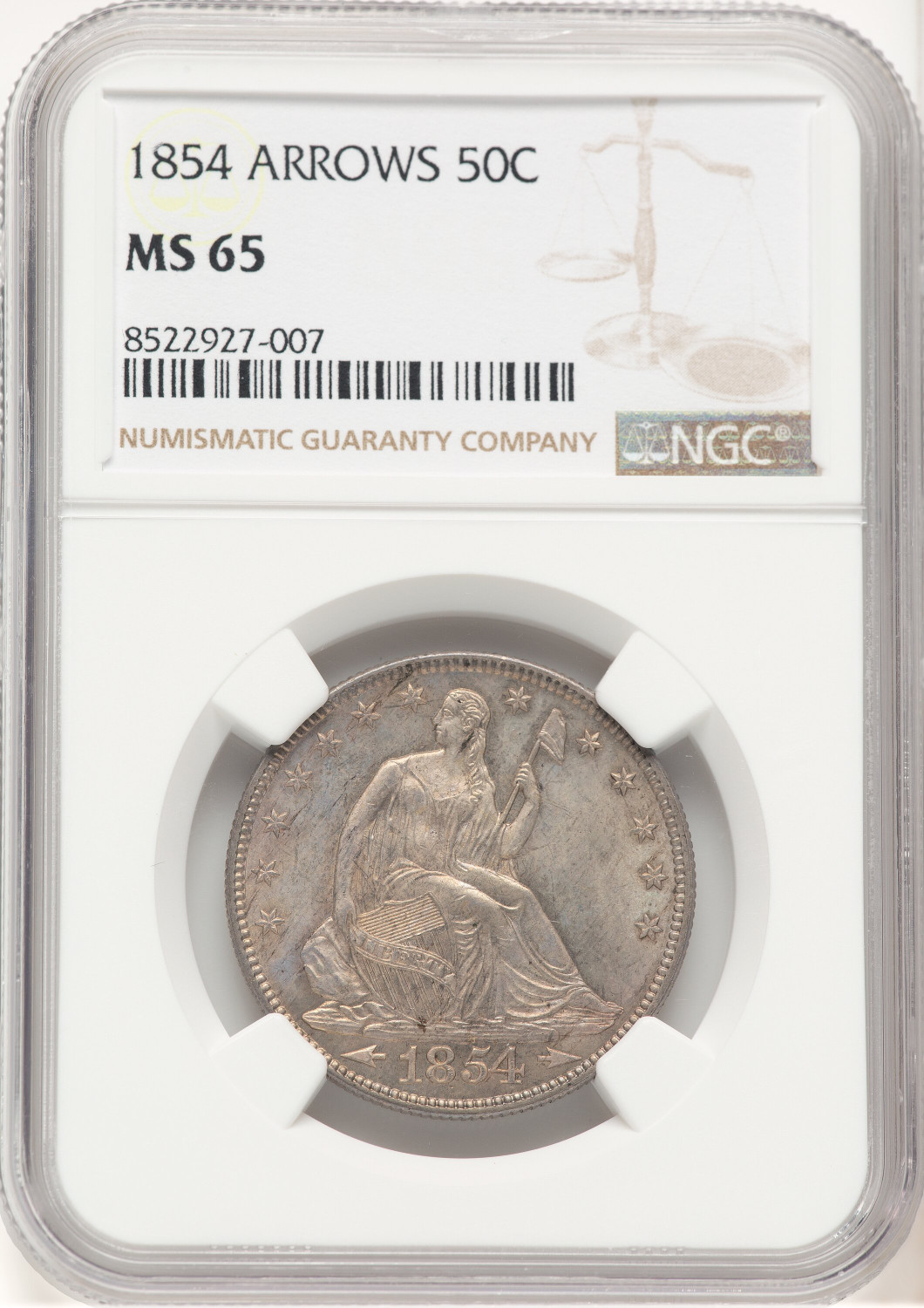 1854 50C Arrows Seated Half Dollar NGC MS65 (776350028)