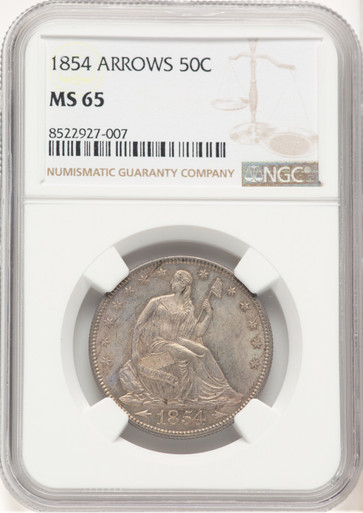 1854 50C Arrows Seated Half Dollar NGC MS65 (776350028). Third Image