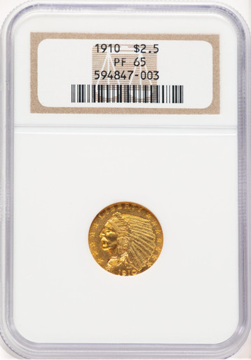 1910 $2.50 Proof Indian Quarter Eagle NGC PR65. Third Image