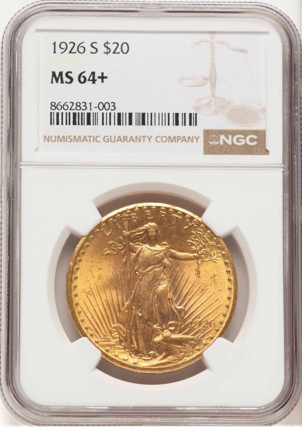 1926-S $20 Saint-Gaudens Double Eagle NGC MS64+ (778971027)