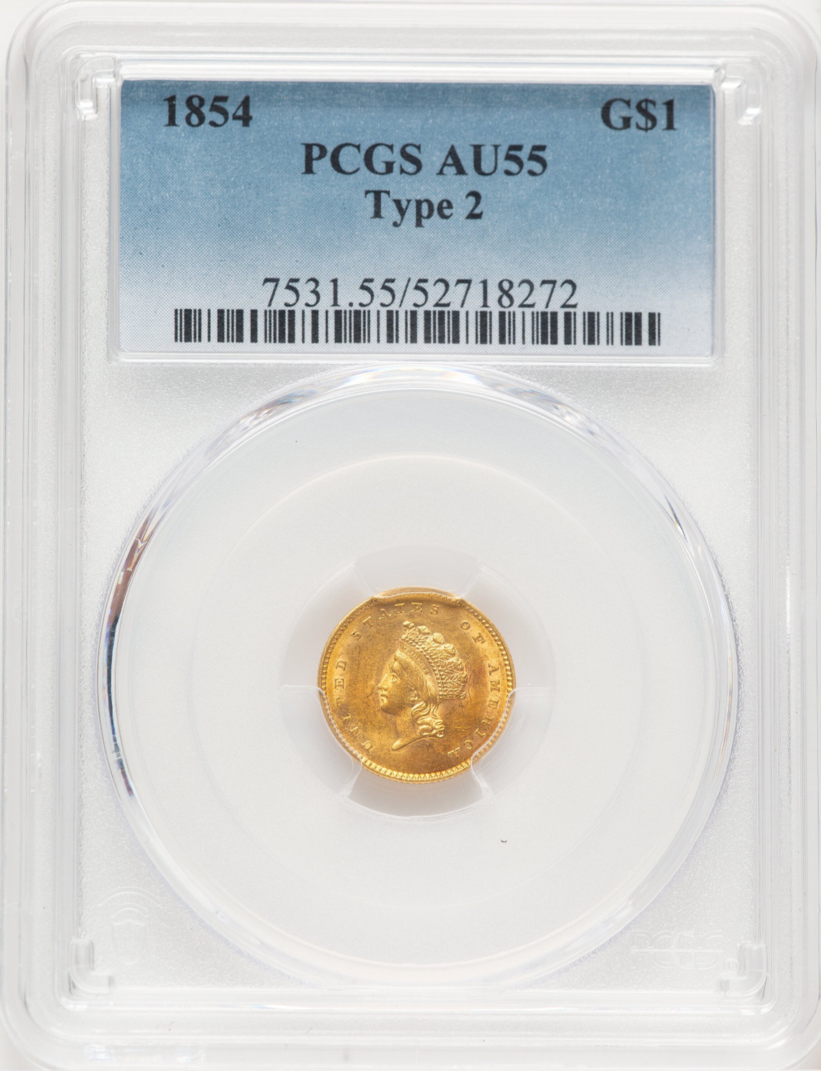 1854 G$1 Type Two Gold Dollar PCGS AU55 (778883016)