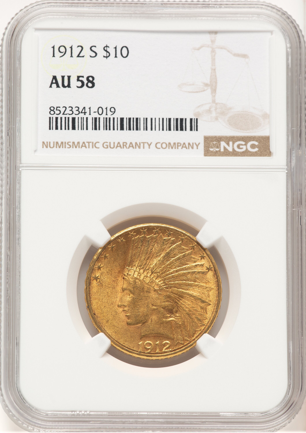 1912-S $10 Indian Eagle NGC AU58 (572462003)