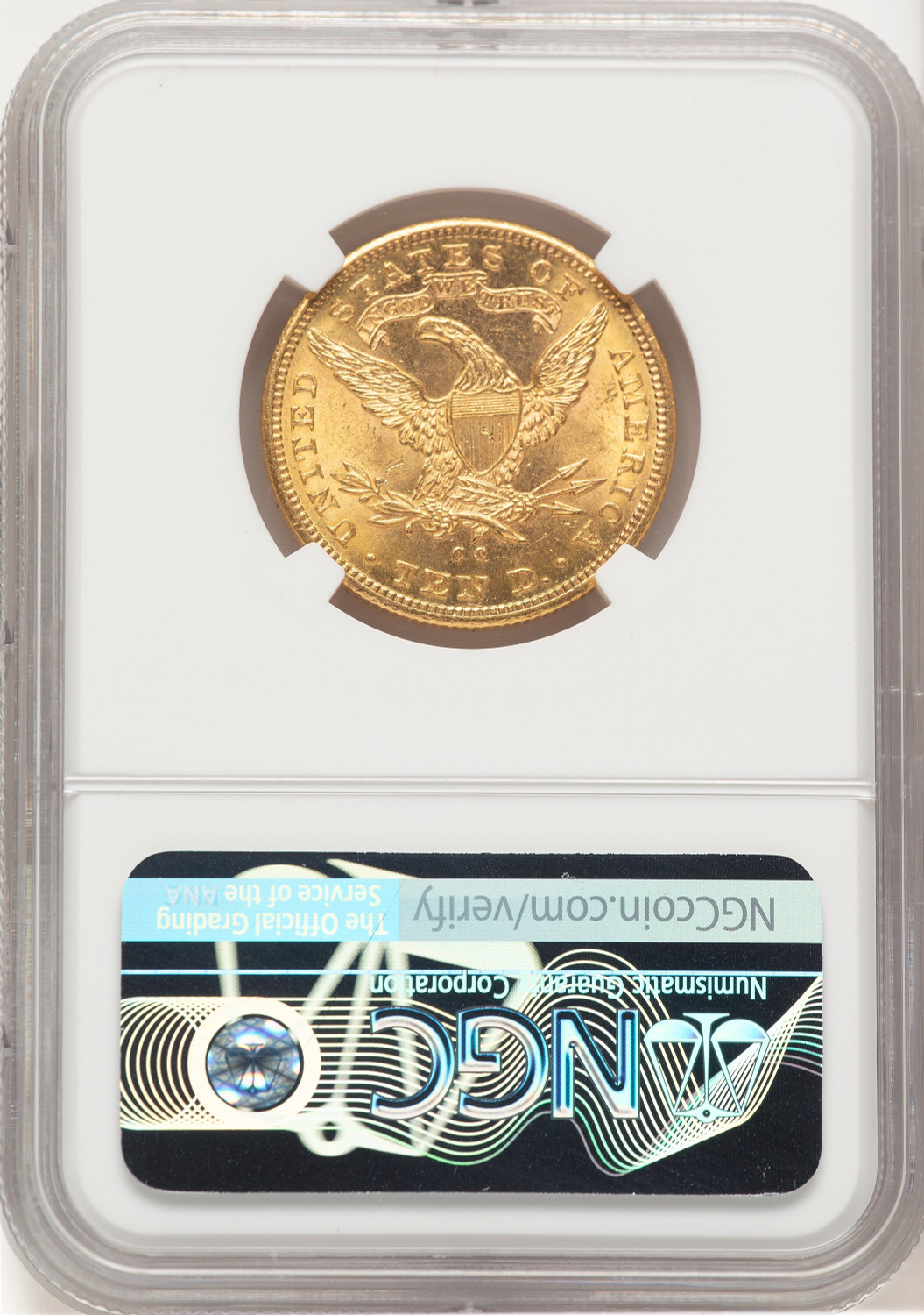 1891-CC $10 FS-501 Liberty Eagle NGC MS62+. Second image.