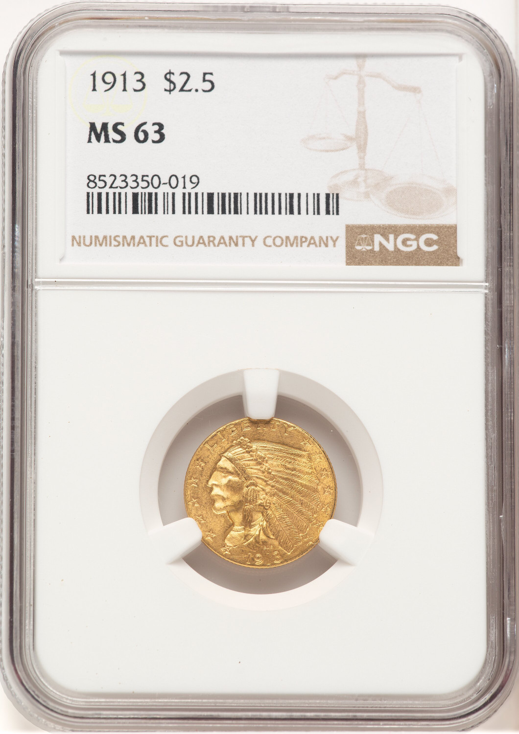 1913 $2.50 Indian Quarter Eagle NGC MS63 (779078009)
