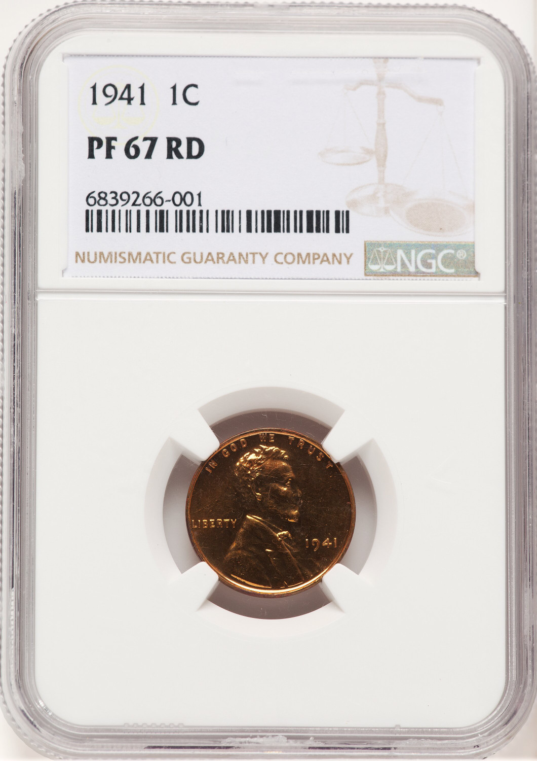 1941 1C RD Proof Lincoln Cent NGC PR67 (778254013)