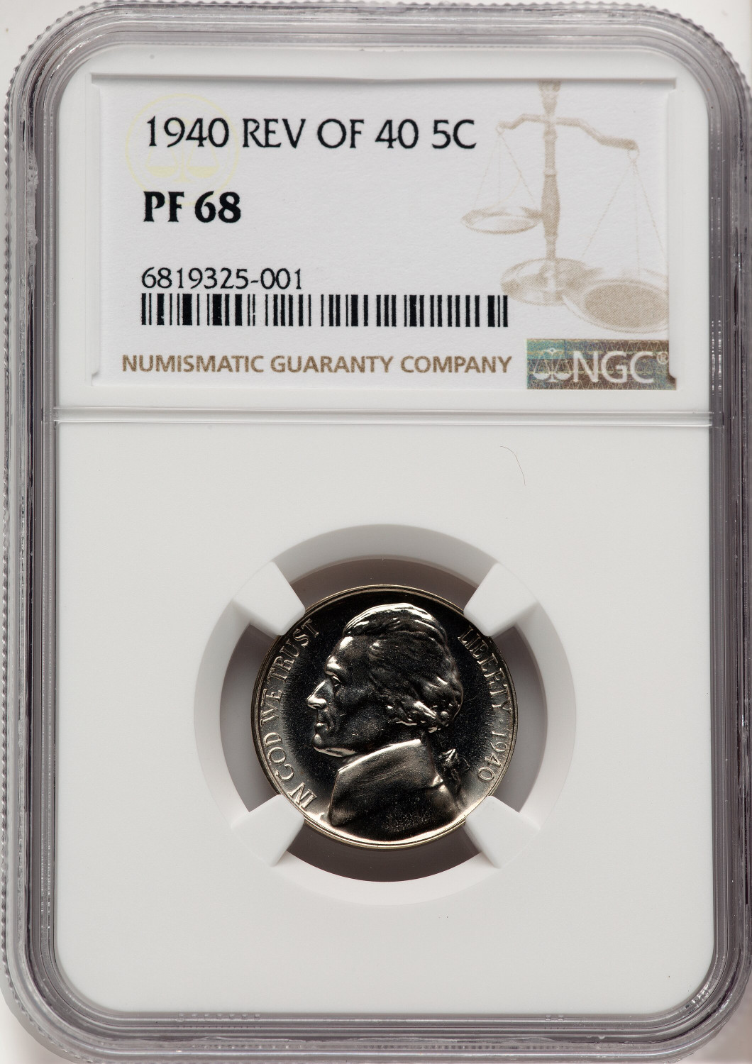 1940 5C Proof Jefferson Nickel NGC PR68 (777159005)