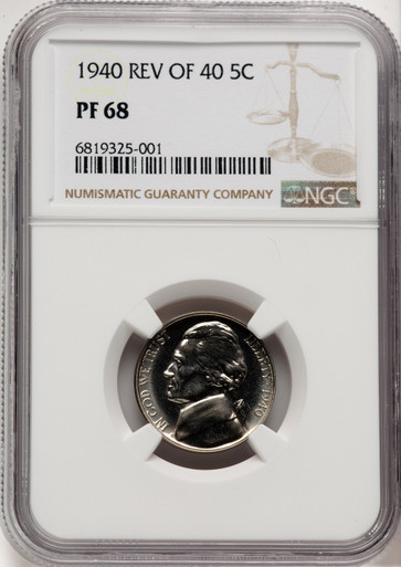 1940 5C Proof Jefferson Nickel NGC PR68 (777159005). Third image.
